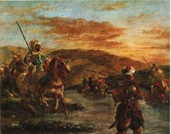 Eugene Delacroix Fording a Stream in Morocco Norge oil painting art